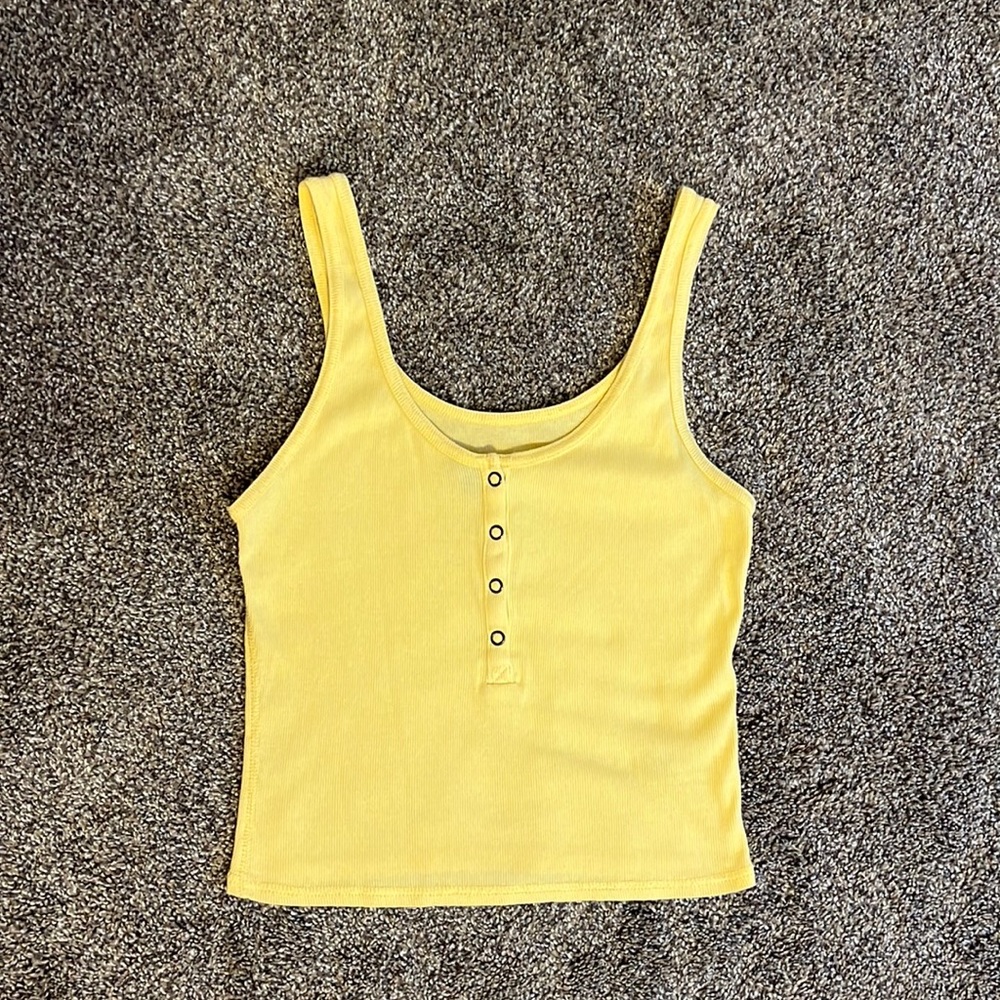 WILD FABLE Yellow Half Button Down Tank Top